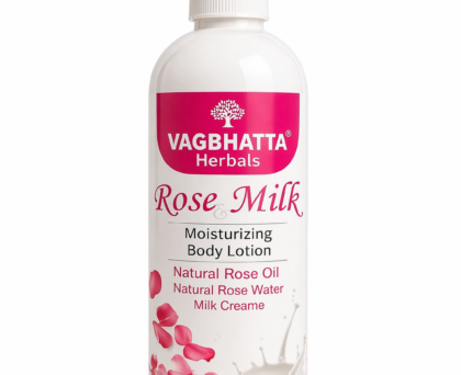 VAGBHATTA Herbals Rose & Milk Moisturizing Body Lotion – Natural Hydration with Rose Oil & Milk Creme (200 ml)